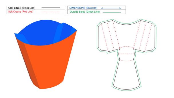Векторный шаблон Snack Box и 3D рендеринг, изменяемый размер - Вектор,изображение