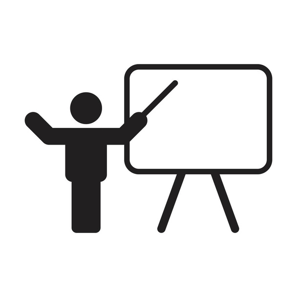 Educação ícone vetor macho professor pessoa com placa branca símbolo em uma cor plana glifo pictograma ilustração - Vetor, Imagem