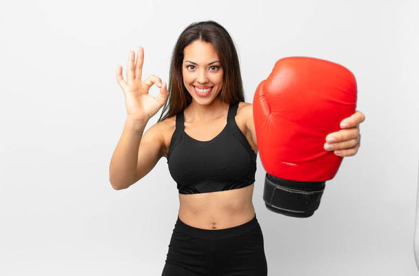 young hispanic woman fitness concept and boxing - Fotoğraf, Görsel