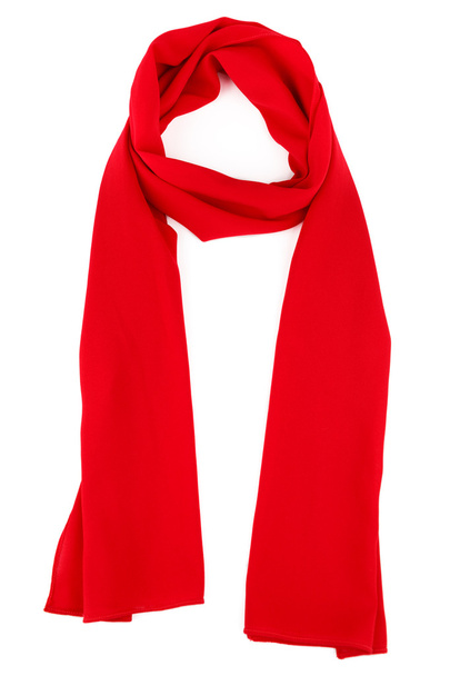 Red silk scarf on a white background - Photo, Image