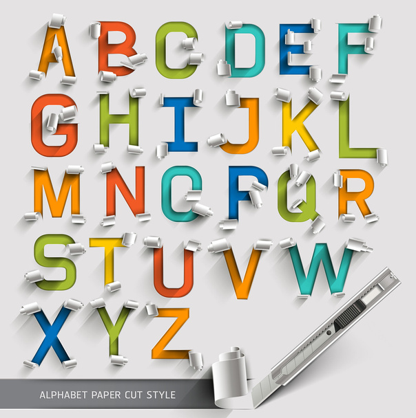 Alphabet paper cut colorful font style - Vector, Image