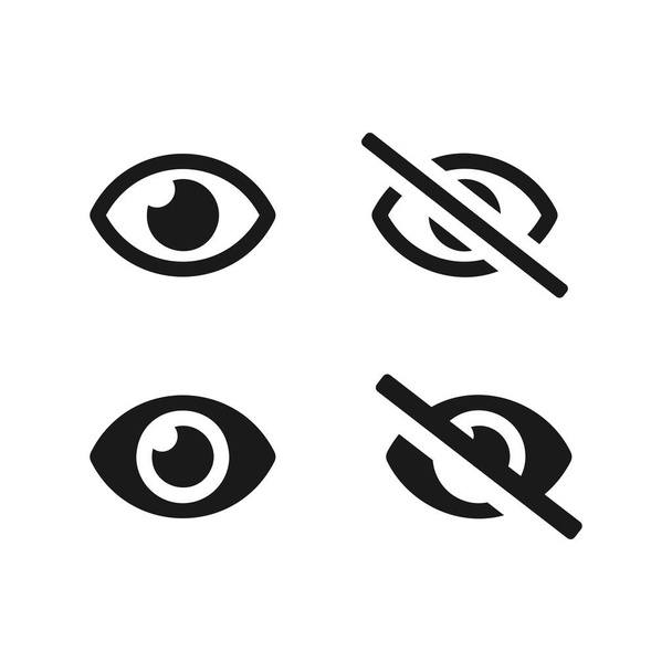Visione e occhi invisibili set icone vettoriali. Vedere e non vedere simboli neri isolati Illustrazione vettoriale EPS 10 - Vettoriali, immagini