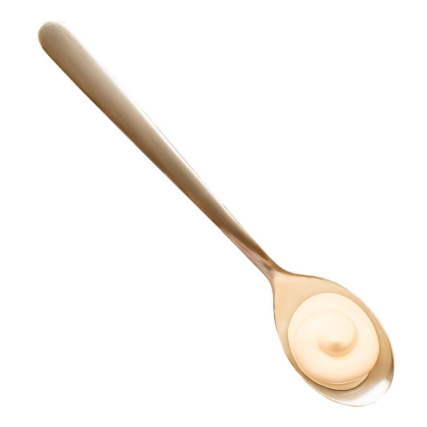 Mayonnaise drop in the spoon. - Foto, Bild