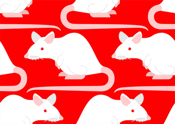 White laboratory mouse pattern seamless. Laboratory rat background - Vector, Image