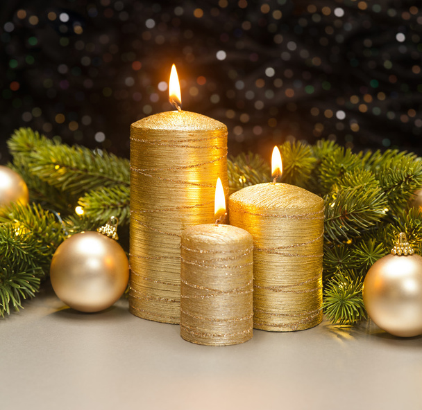 Three golden Candles - Photo, Image