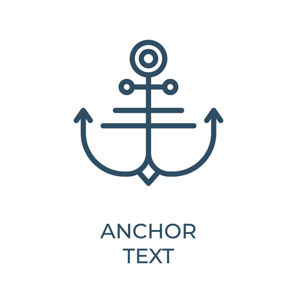 Editable Anchor text concept thin vector line icon. Anchor with text phrases lines linear style sign for mobile concept or UI and UX design. Search engine optimization outline vector icon. Vector graphics - Διάνυσμα, εικόνα