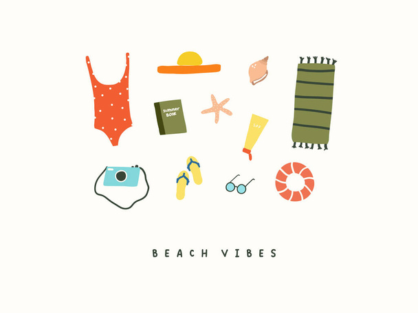 Set van strand zomervakantie iconen - Vector, afbeelding