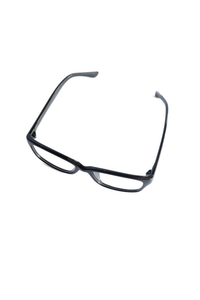 černý čtvercový brýle rám na fotografii ze strany izolované na bílém pozadí - Fotografie, Obrázek