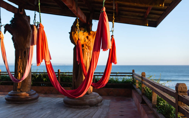 Aerial yoga, hammock, sea view, nobody, Bal - Photo, Image