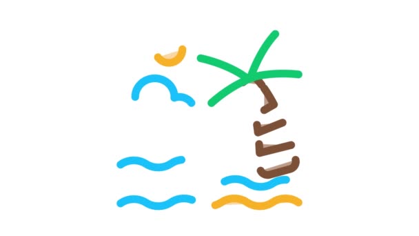 Ocean View with Palm Icon Animation - Séquence, vidéo