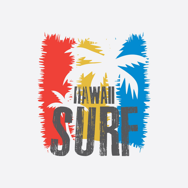 Hawaï Illustration vectorielle de surf et typographie, parfaite pour les t-shirts, sweats à capuche, imprimés, etc. - Vecteur, image