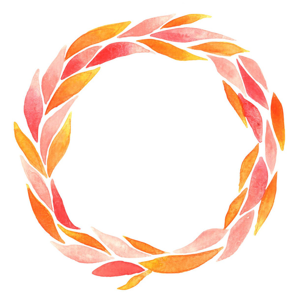αφηρημένο γλυκό φθινόπωρο φύλλα στεφάνι ακουαρέλα για διακόσμηση την εποχή του φθινοπώρου, γαμήλια εκδήλωση και γιορτή των Ευχαριστιών. - Φωτογραφία, εικόνα