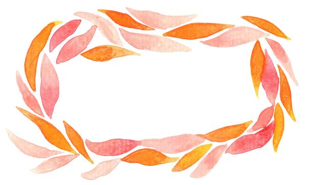 抽象的な甘い秋は秋の季節、結婚式イベントや感謝祭の装飾のためのフレーム水彩葉. - 写真・画像