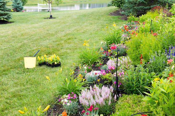 Planting new flowers in a spring garden - Photo, Image