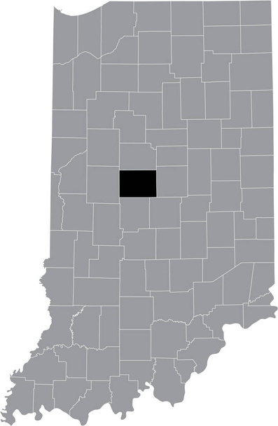 Mappa dettagliata nera della contea di Hoosier Boone all'interno della mappa grigia dello Stato Federale dell'Indiana, Stati Uniti - Vettoriali, immagini