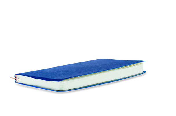 Μπλε ημερολόγιο, απομονωμένο σε λευκό φόντο με σκιά - Φωτογραφία, εικόνα