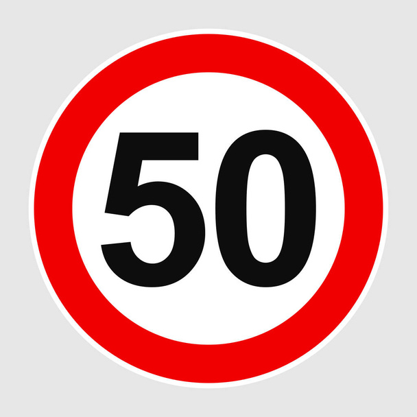 50 speed limit sign vector high quality illustration - Original size and colors, official international version - Vector, Image