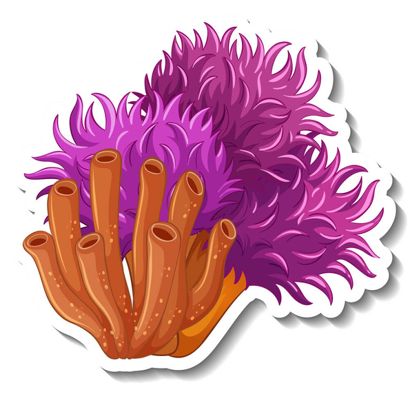 Una plantilla de pegatina con el elemento marino Coral ilustración aislada - Vector, imagen