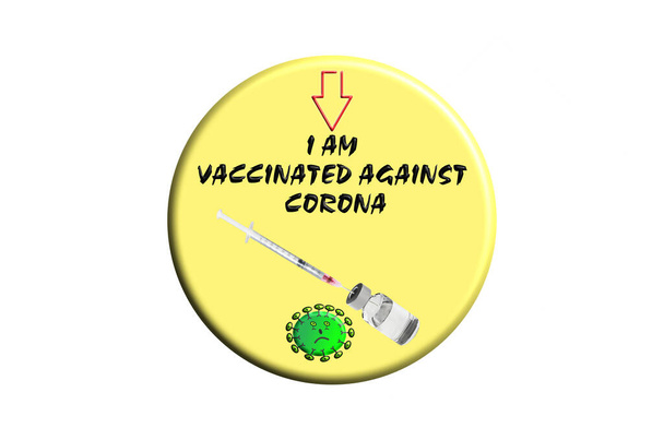Pulsante con iscrizione - Sono vaccinato contro Corona  - Foto, immagini