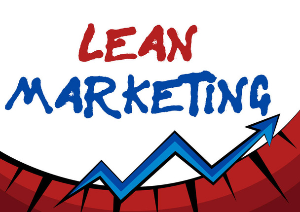 Writing displaying text Lean Marketing. Business concept in charge of testing retailing strategy and spot which works expertly Abstract Graph Presenting Progress, Moving Forward And Improving Concept - Photo, Image