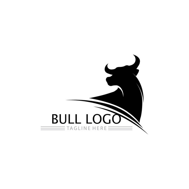 Bika bivaly fej tehén állat kabala logó design vektor sport kürt bivaly állat emlősök fej logó vad matador - Vektor, kép