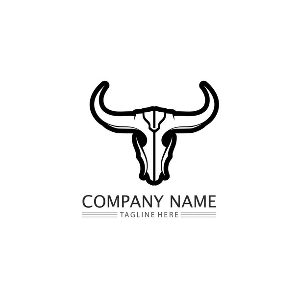 Byk bawół głowa krowa maskotka logo projekt wektor dla sportu róg bawół zwierzę ssaki głowa logo dziki matador - Wektor, obraz