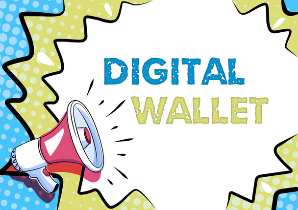 Conceptual display Digital Wallet. Business approach a financial account that allows creating an online transaction Colorful Design Displaying Important Message, Abstract Announcing News - Photo, Image