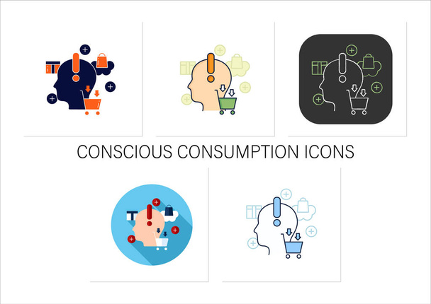 Conscious consumption icons set - Vector, Image