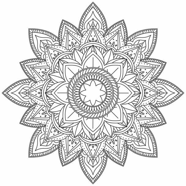Modèle circulaire Mandala Zentangle Henna Mehndi Tatouage, Décoration Cercle Vecteur Clipart Floral Fleur Décoratif Ethnique Oriental Style Coloriage Livre Page Illustration Ornement ornemental - Vecteur, image