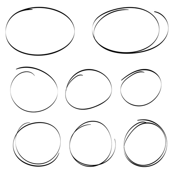 zestaw ręcznie rysowane szkicowane okrągłe ramy - Wektor, obraz
