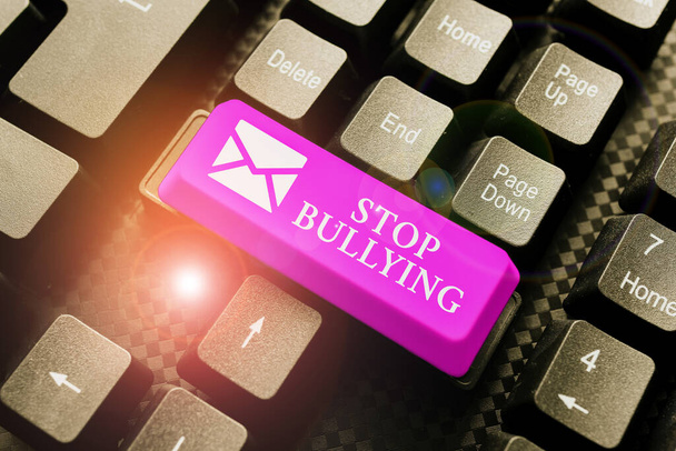 Text caption presenting Stop Bullying. Concept meaning voicing out their campaign against violence towards victims Entering New Programming Codes, Typing Emotional Short Stories - Photo, Image