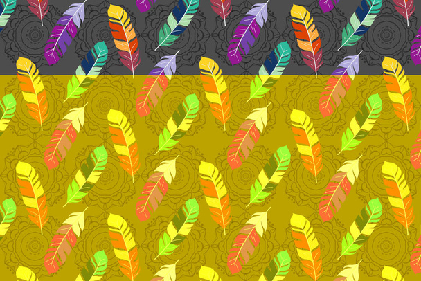 kleurrijke veren ontwerp naadloze vector patroon achtergrond grafisch - Vector, afbeelding