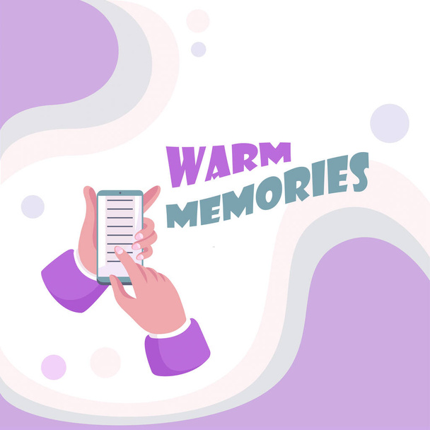 Podepsat zobrazení teplých vzpomínek. Přehled podnikání připomínající nezapomenutelnou sbírku minulých událostí Abstraktní šířící se zpráva Online, globální koncepty konektivity - Fotografie, Obrázek