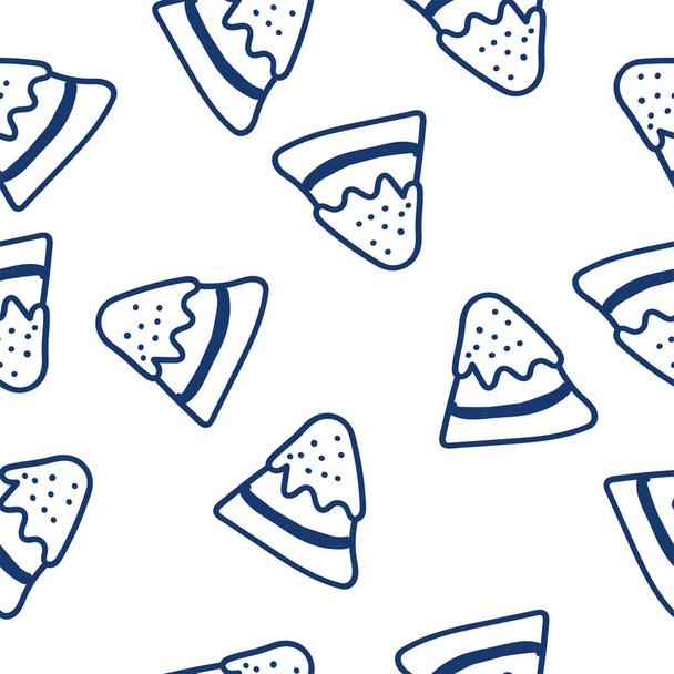 confectionery seamless pattern with pies, pies, pies, cupcakes and eclairs Hand drawn sweet baked goods in sketchy style isolated on white background. Blue lines. - Foto, imagen
