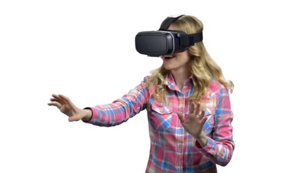 Young woman wearing virtual reality glasses. - Footage, Video
