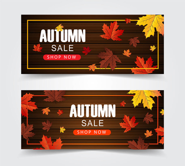 autumn sale background, seasonal fall banner - Vector, Imagen