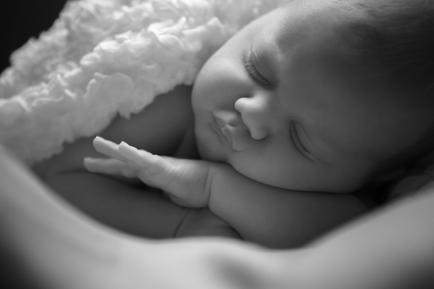 close-up portrait of a beautiful sleeping baby - Zdjęcie, obraz