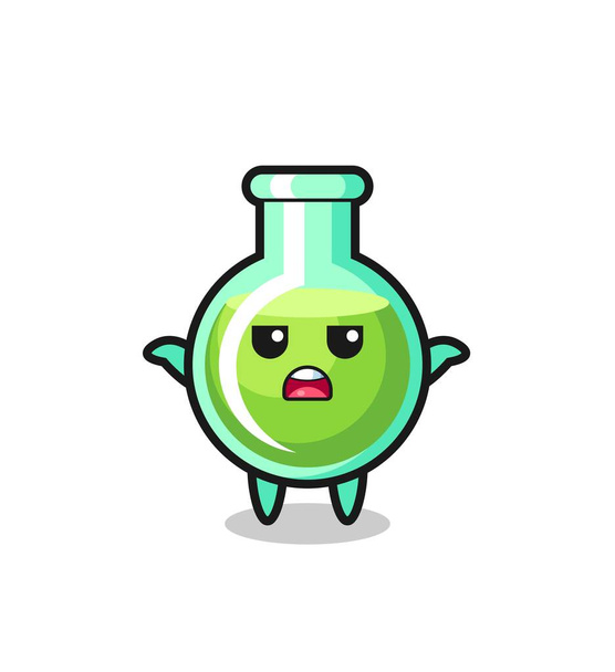 laboratorio beakers mascota carácter diciendo que no lo sé, lindo diseño de estilo para camiseta, pegatina, elemento de logotipo - Vector, imagen
