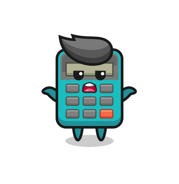 calculadora mascota carácter diciendo que no lo sé, lindo diseño de estilo para camiseta, pegatina, elemento logo - Vector, Imagen