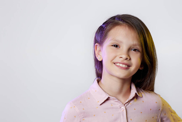portrait of cute smiling little child girl - Fotó, kép
