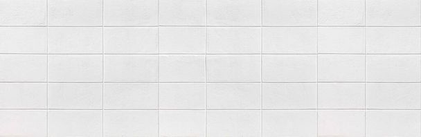 Panorama der Vintage weißen Zementblock Zaun Muster und Textur Hintergrund nahtlos - Foto, Bild
