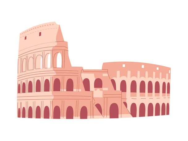 Colosseum Rómában. Olasz városnézés. Vektorillusztráció. - Vektor, kép