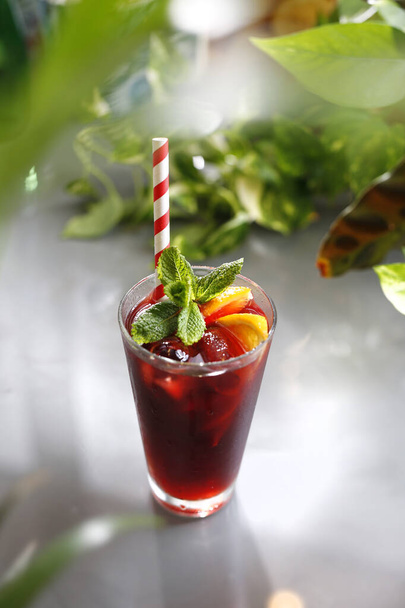 Cherry drink. A refreshing cocktail with alcohol. fruit drink. - Photo, Image