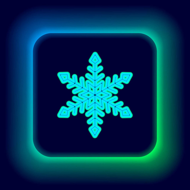 Icono de copo de nieve de línea de neón brillante aislado sobre fondo negro. Concepto de esquema colorido. Vector - Vector, imagen