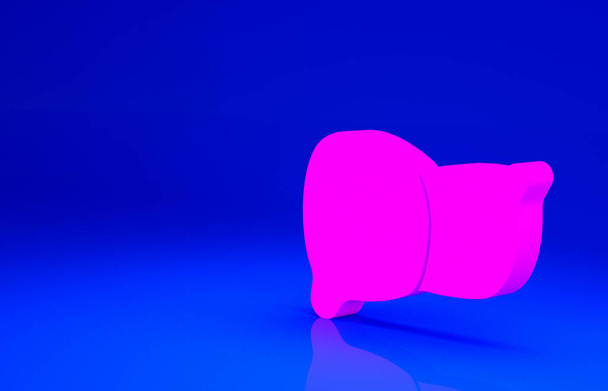 Růžové Lidské orgány játra ikona izolované na modrém pozadí. Minimalismus. 3D ilustrace 3D vykreslení - Fotografie, Obrázek