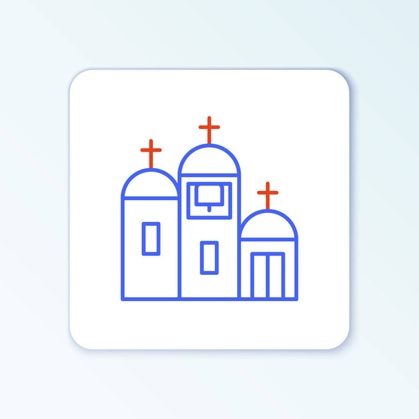Γραμμή εκκλησία κτίριο εικόνα απομονώνονται σε λευκό φόντο. Χριστιανική Εκκλησία. Θρησκεία της εκκλησίας. Πολύχρωμο περίγραμμα έννοια. Διάνυσμα - Διάνυσμα, εικόνα