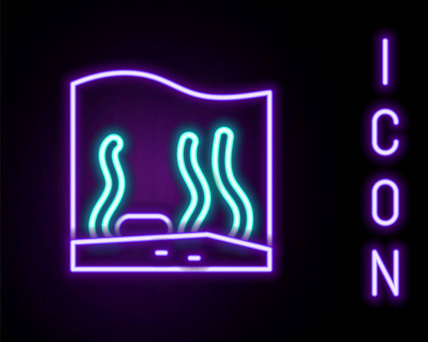 Linea neon luminosa Icona dell'acquario isolata su sfondo nero. Acquario per la casa e gli animali domestici. Concetto di contorno colorato. Vettore - Vettoriali, immagini