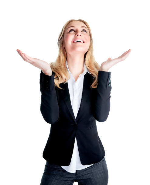 Happy excited business woman - 写真・画像