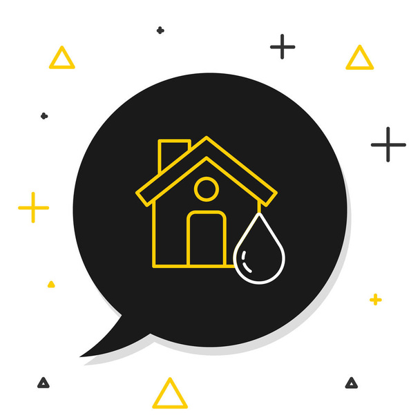Line House flood icon isolated on white background. Home flooding under water. Insurance concept. Security, safety, protection, protect concept. Colorful outline concept. Vector - Vector, Image