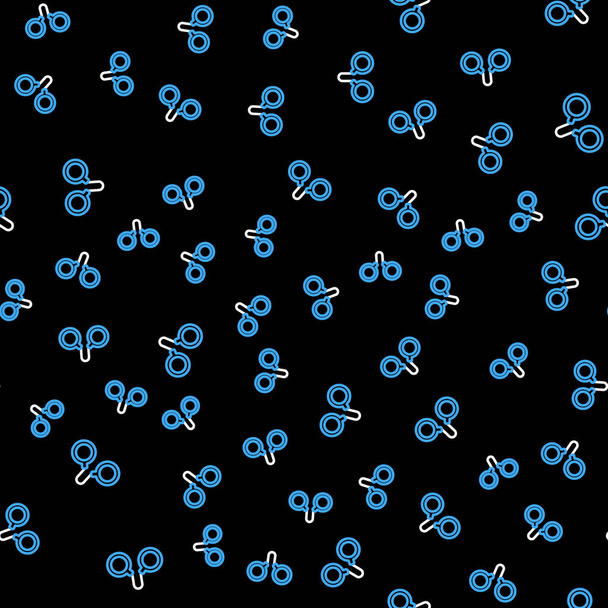 Línea Esposas icono aislado patrón sin costuras sobre fondo negro. Vector - Vector, Imagen
